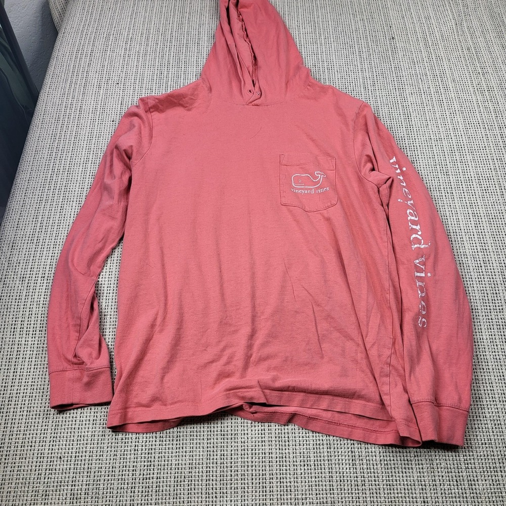 Vineyard Vines Hoodie Mens Small Pink Lightweight Whale Logo Pullover Graphic